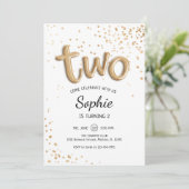 2. Geburtstag - Gold White Einladung (Stehend Vorderseite)