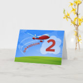 2. Geburtstag Grandson Red Airplane Karte (Gelbe Blume)