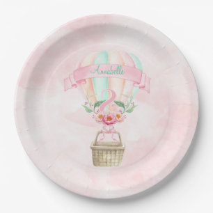 2. Geburtstag Heißluftballon Mint Rosa Pfirsich Pappteller