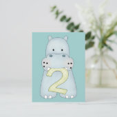 2. Geburtstag Hippo Postkarte (Stehend Vorderseite)