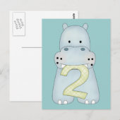 2. Geburtstag Hippo Postkarte (Vorne/Hinten)