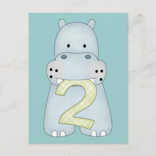 2. Geburtstag Hippo Postkarte (Vorderseite)