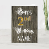 2. Geburtstag: Imitate Gold Look + Imitate Holzmus Karte (Vorderseite)