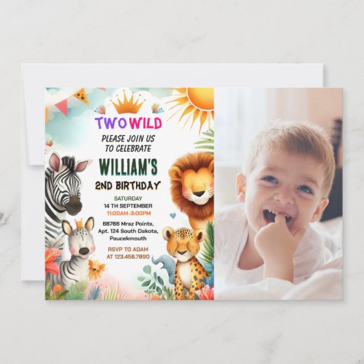 2. Geburtstag in der Wildnis Einladung (Vorderseite)