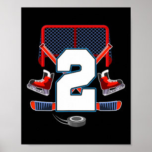2. Geburtstag Junge Eishockey Thema 2 Jahre alte P Poster