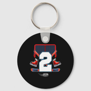 2. Geburtstag Junge Eishockey Thema 2 Jahre alte P Schlüsselanhänger