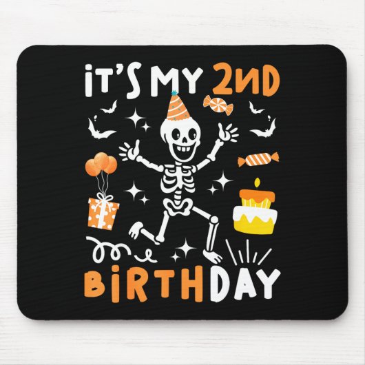 2. Geburtstag Kinder lustiges Skelett 2. Geburtsta Mousepad (Vorne)