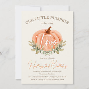 2. Geburtstag Kleiner Pumpkin Fall / Herbst Einladung
