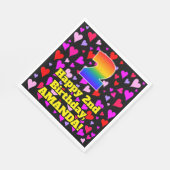 2. Geburtstag: Liebesherzen-Muster, Regenbogen # 2 Serviette (Ecke)