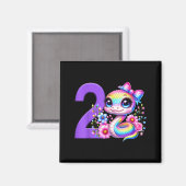 2. Geburtstag Mädchen Schlange Party Regenbogen Co Magnet (Vorderseite/Rückseite)
