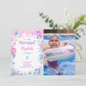 2. Geburtstag Mermaid Foto Einladung (Stehend Vorderseite)