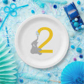 2. Geburtstag Modernes Grau Elefant Party Teller (Party)