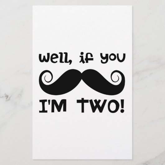 2. Geburtstag Mustache Briefpapier (Vorderseite)