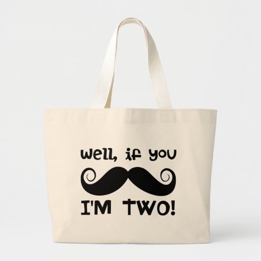 2. Geburtstag Mustache Jumbo Stoffbeutel (Vorne)