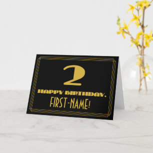 2. Geburtstag: Name + Art Deco inspiriertes Ausseh Karte