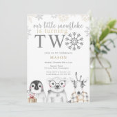 2. Geburtstag - neutrale beige Einladung (Stehend Vorderseite)