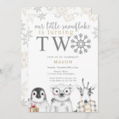 2. Geburtstag - neutrale beige Einladung (Vorne/Hinten)