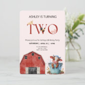 2. Geburtstag Niedliche Kuhfarm Stall Party Einladung (Stehend Vorderseite)