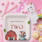 2. Geburtstag Niedliche Kuhfarm Stall Party Pappteller (Party)