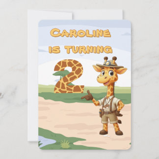 2. Geburtstag Niedlicher Explorer Giraffe auf Safa Einladung