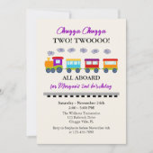 2. Geburtstag Niedlicher Zug Einladung (Vorderseite)