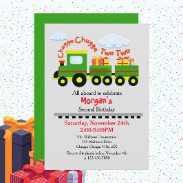 2. Geburtstag Niedlicher Zug mit Geschenken Einladung