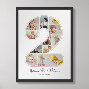 2. Geburtstag Nummer 2 Foto Collage Baby Kinderzim Poster