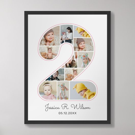 2. Geburtstag Nummer 2 Foto Collage Baby Kinderzim Poster
