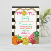 2. Geburtstag Obsttutti Frutti Glitzer Einladung (Stehend Vorderseite)