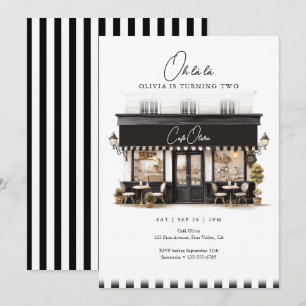 2. Geburtstag Oh Là Là Schwarz & Weiß Paris Café Einladung