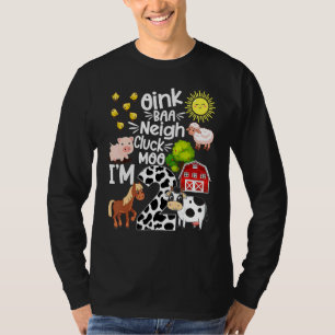 2. Geburtstag Oink Baa Neigh Cluck Moo I m 2 Farm  T-Shirt