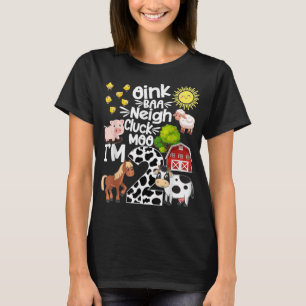 2. Geburtstag Oink Baa Neigh Cluck Moo I m 2 Farm  T-Shirt