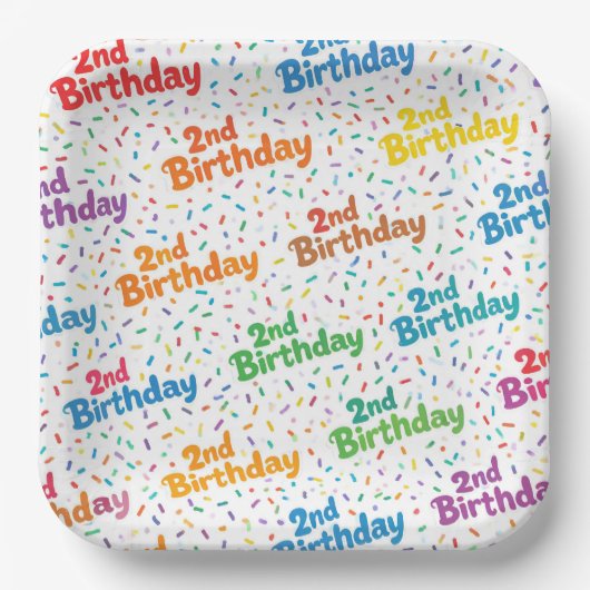 2. Geburtstag Papier-Teller, Zweiter Geburtstag Pa Pappteller (Vorderseite)