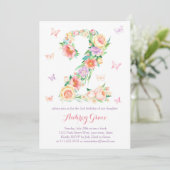 2. Geburtstag Party Butterfly Garden Einladungen (Stehend Vorderseite)