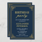 2. Geburtstag Party Einladung Chic Navy Gold (Vorne/Hinten)