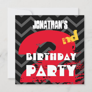 2. Geburtstag Party Grunge und Chevrons A02 Einladung