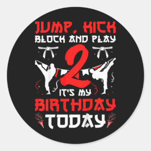2. Geburtstag Party Karate 2 Jahre Alte Karate Geb Runder Aufkleber