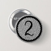 2. Geburtstag Party Silver Glitzer Classic Button (Vorne & Hinten)