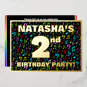 2. Geburtstag Party — Spaß, farbenfrohe Musiksymbo Folieneinladung