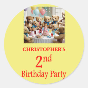 2. Geburtstag Party Teddy Bears Party Runder Aufkleber