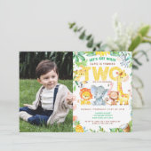 2. Geburtstag Party Tiere Safari Jungle Picture Einladung (Stehend Vorderseite)