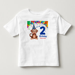 2. Geburtstag Personalisierbarer T - Shirt, Affen- Kleinkind T-shirt