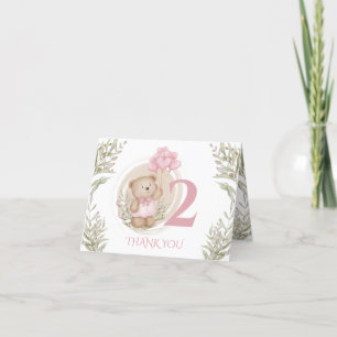 2. Geburtstag Pink Bär Danke Karte