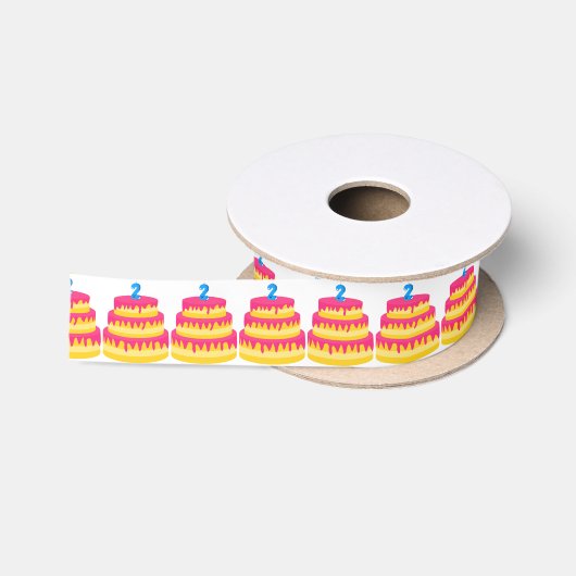 2. Geburtstag Pink Cake Satinband (Spule)