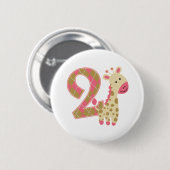 2. Geburtstag Pink Giraffe Button (Vorne & Hinten)