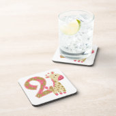 2. Geburtstag Pink Giraffe Getränkeuntersetzer (Rechte Seite)