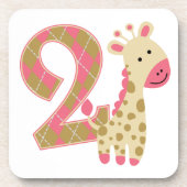 2. Geburtstag Pink Giraffe Getränkeuntersetzer (Vorderseite)