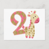 2. Geburtstag Pink Giraffe Postkarte (Vorderseite)