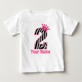 2. Geburtstag Pink Zebra Personalisiertes Shirt (Vorderseite)