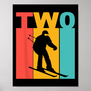 2. Geburtstag Retro Skifahren 2 Jahre alte Jungen  Poster